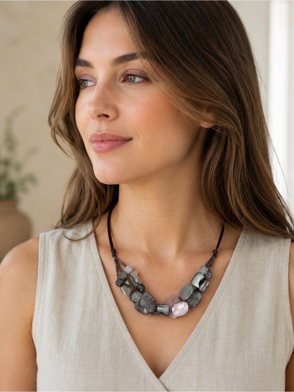 Peyote Bird Free Spirit Necklace Genuine Stone Sterling Silver Leather Cord